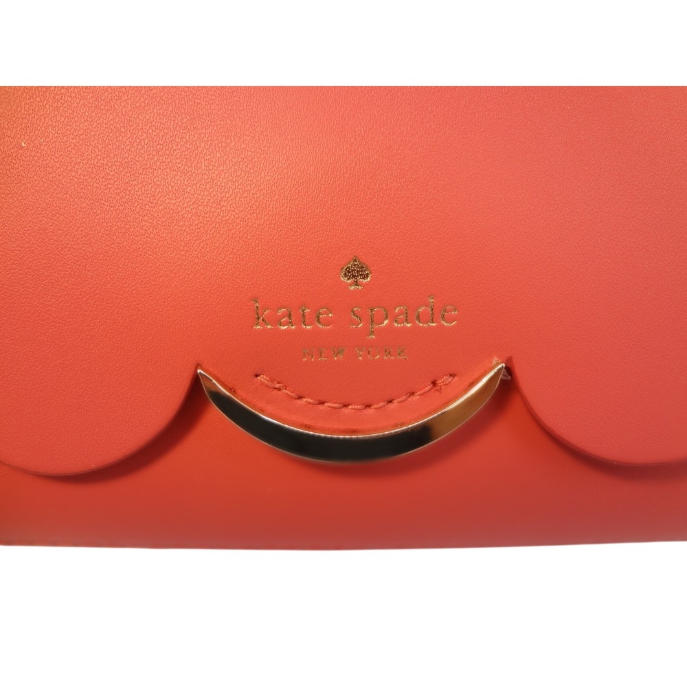 Kate Spade Scalloped Flap Shoulder Bag Womens OS Coral Pink Excellent Leather - Picture 2 of 7